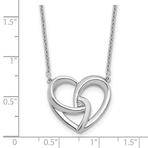 White Ice Sterling Silver Rhodium-plated Diamond Fancy Heart 18 inch Necklace plus 2 inch Extender