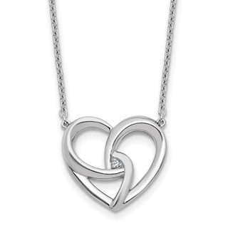 White Ice Sterling Silver Rhodium-plated Diamond Fancy Heart 18 inch Necklace plus 2 inch Extender