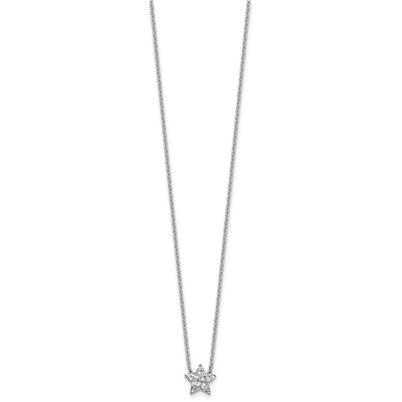 White Ice Sterling Silver Rhodium-plated 18 inch Diamond Star Necklace plus 2 inch Extender