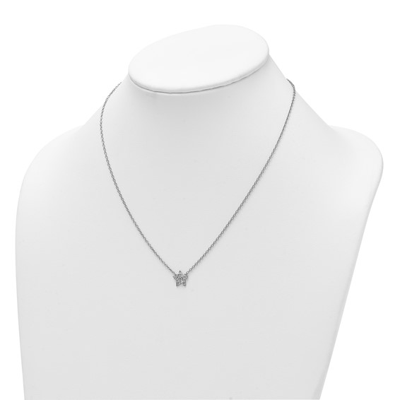 White Ice Sterling Silver Rhodium-plated 18 inch Diamond Star Necklace plus 2 inch Extender