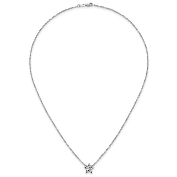 White Ice Sterling Silver Rhodium-plated 18 inch Diamond Star Necklace plus 2 inch Extender