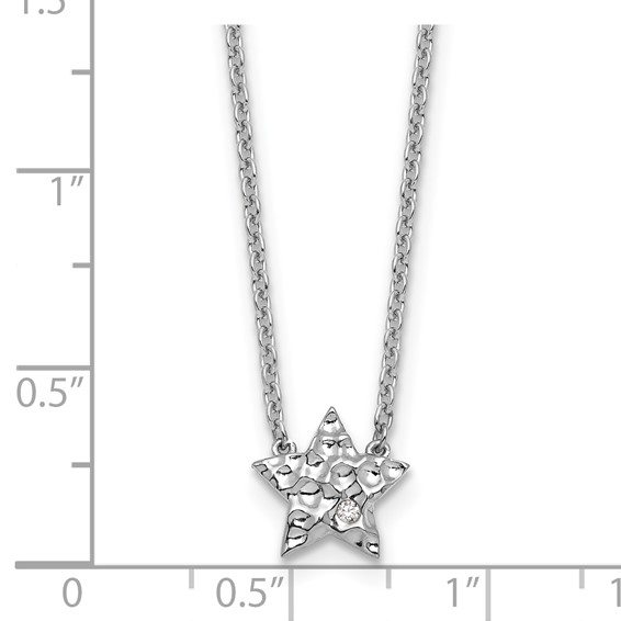 White Ice Sterling Silver Rhodium-plated 18 inch Diamond Star Necklace plus 2 inch Extender