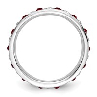 Sterling Silver Rhodium-plated Red and White Crystal Eternity Band view 2
