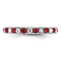 Sterling Silver Rhodium-plated Red and White Crystal Eternity Band view 5