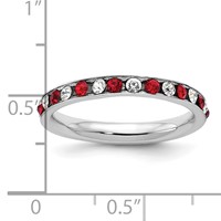 Sterling Silver Rhodium-plated Red and White Crystal Eternity Band view 3