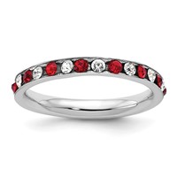 Sterling Silver Rhodium-plated Red and White Crystal Eternity Band view 1