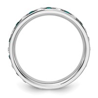 Sterling Silver Rhodium-plated Green and White Crystal Eternity Band view 2
