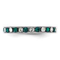 Sterling Silver Rhodium-plated Green and White Crystal Eternity Band view 3