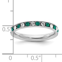 Sterling Silver Rhodium-plated Green and White Crystal Eternity Band view 4