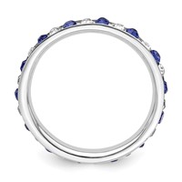 Sterling Silver Rhodium-plated Blue and White Crystal Eternity Band view 2