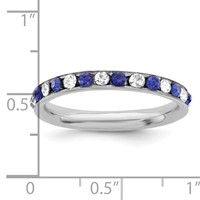 Sterling Silver Rhodium-plated Blue and White Crystal Eternity Band view 3