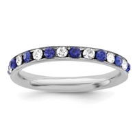 Sterling Silver Rhodium-plated Blue and White Crystal Eternity Band view 1