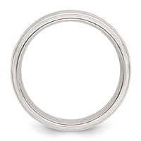 Sterling Silver 6mm Polished Domed Band with Grooved Beveled Edge Fancy view 2