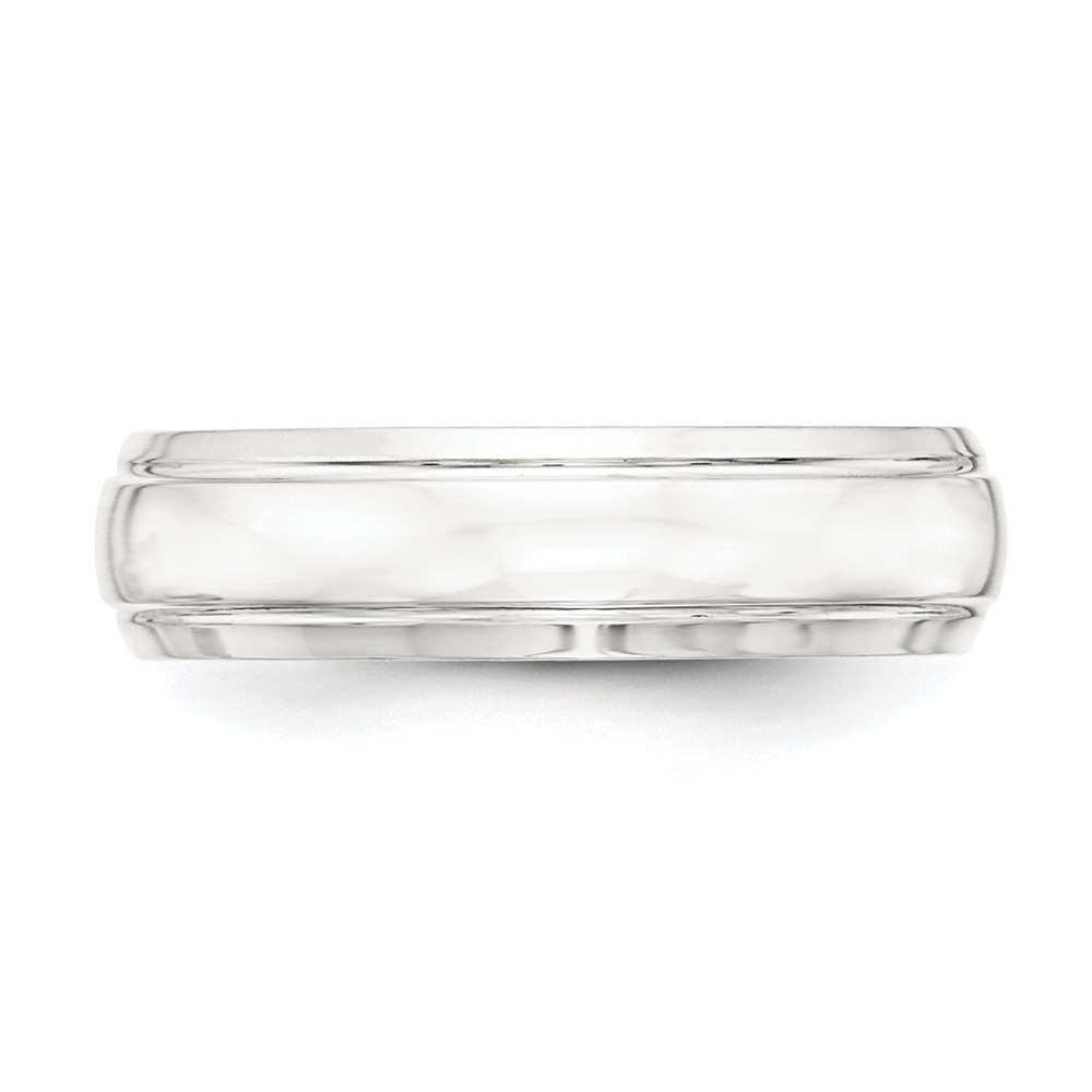 Sterling Silver 6mm Polished Domed with Grooved Beveled Edge Fancy Band Size 8 (QWB105-8)