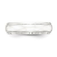 Sterling Silver 6mm Polished Domed Band with Grooved Beveled Edge Fancy view 3