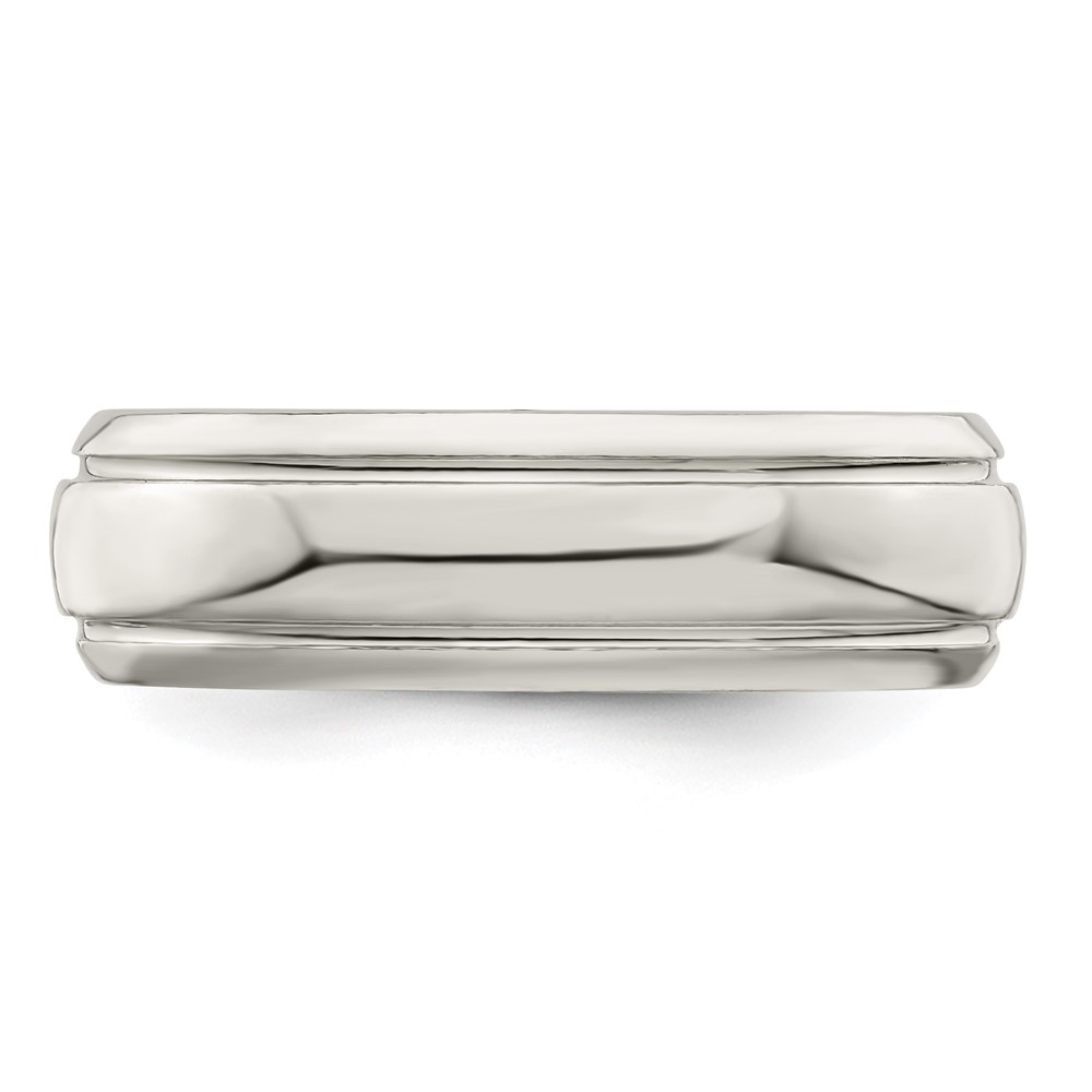 Sterling Silver 6mm Polished Domed with Grooved Beveled Edge Fancy Band Size 8 (QWB105-8)