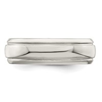 Sterling Silver 6mm Polished Domed Band with Grooved Beveled Edge Fancy view 4