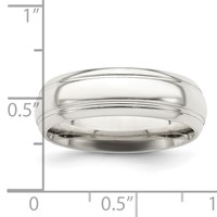 Sterling Silver 6mm Polished Domed Band with Grooved Beveled Edge Fancy view 5