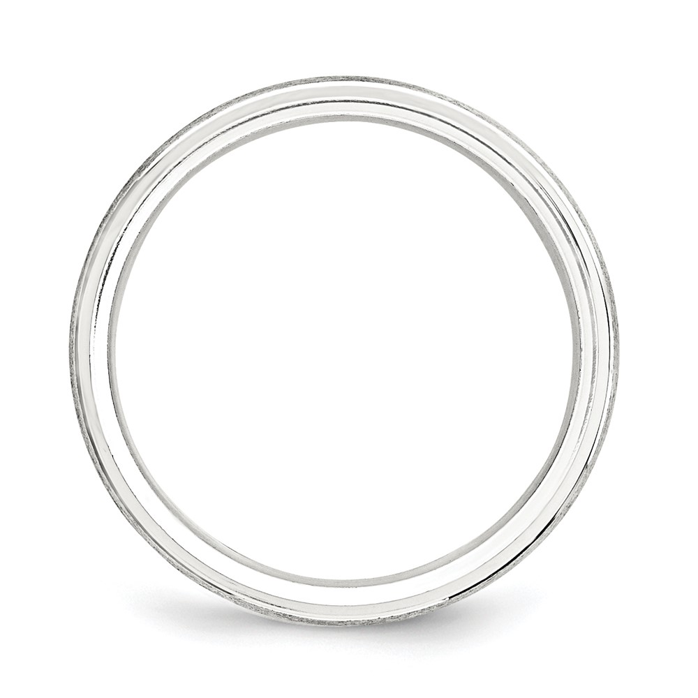 Sterling Silver 6mm Brushed Domed with Grooved Beveled Edge Fancy Band Size 10 (QWB105B-10)