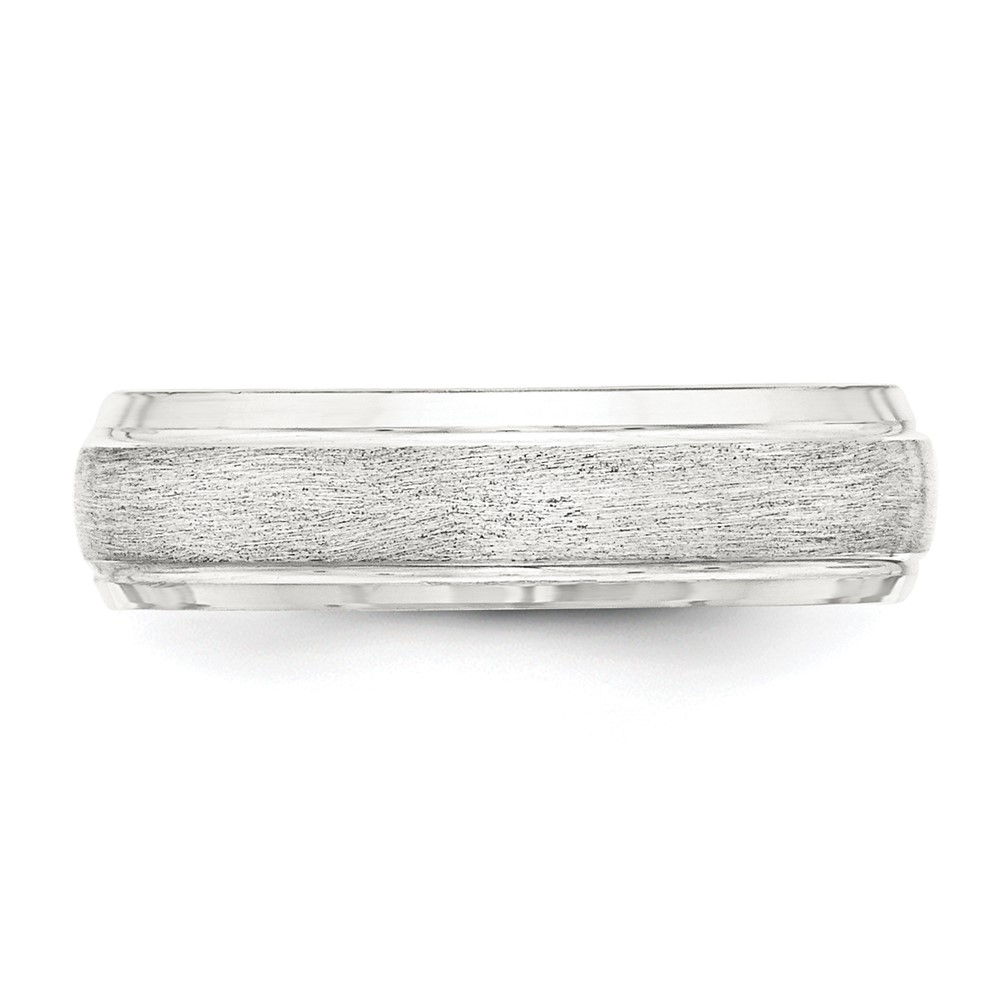 Sterling Silver 6mm Brushed Domed with Grooved Beveled Edge Fancy Band Size 10 (QWB105B-10)