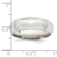 Sterling Silver 6mm Brushed Domed Band with Grooved Beveled Edge Fancy view 4