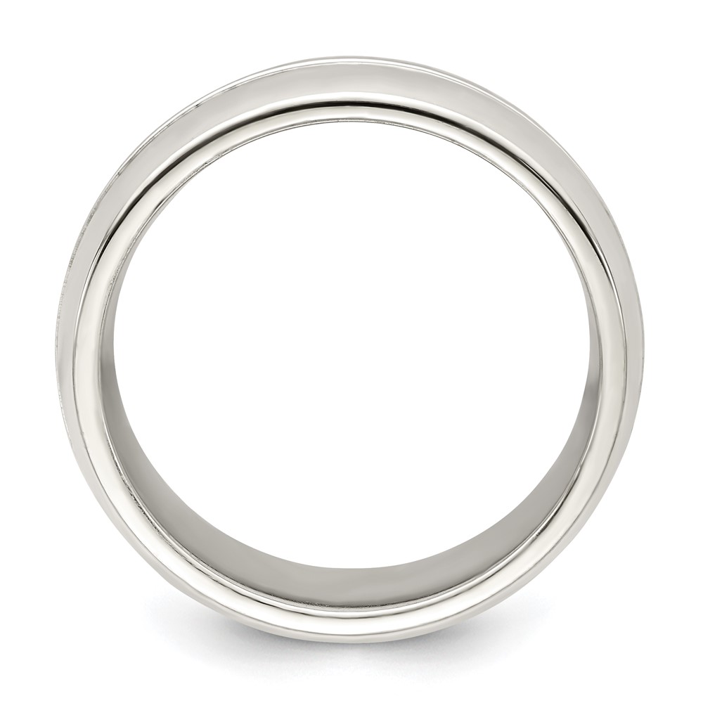 Sterling Silver 7mm Polished Domed Grooved Fancy Band Size 10.5 (QWB106-10.5)