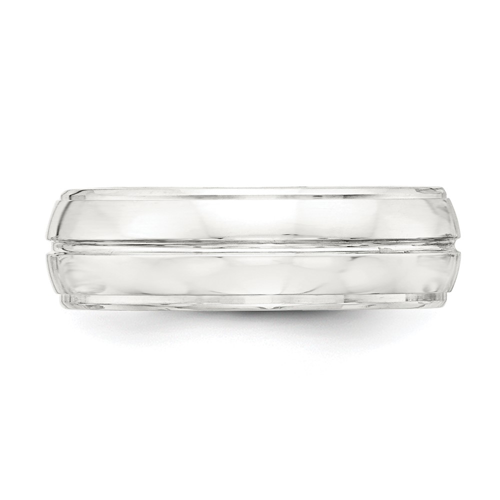 Sterling Silver 7mm Polished Domed Grooved Fancy Band Size 10.5 (QWB106-10.5)