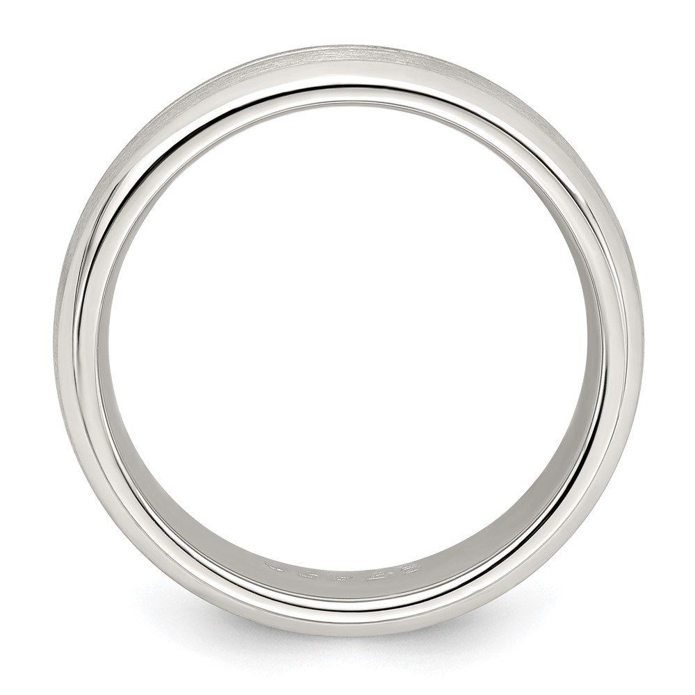 Sterling Silver 7mm Brushed Domed Grooved Fancy Band Size 12 (QWB106B-12)