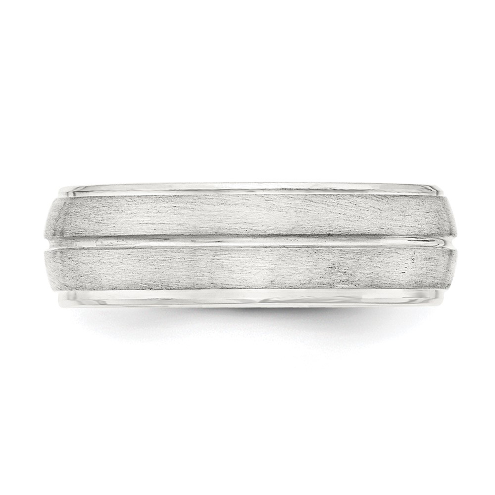 Sterling Silver 7mm Brushed Domed Grooved Fancy Band Size 12 (QWB106B-12)