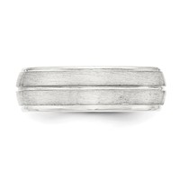 Sterling Silver 7mm Brushed Domed Grooved Fancy Band view 3