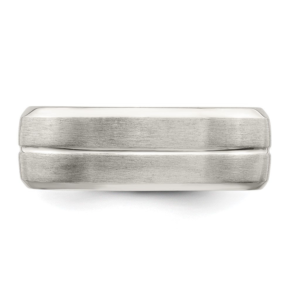 Sterling Silver 7mm Brushed Domed Grooved Fancy Band Size 12 (QWB106B-12)