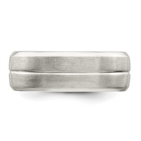 Sterling Silver 7mm Brushed Domed Grooved Fancy Band view 4