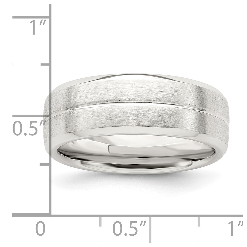 Sterling Silver 7mm Brushed Domed Grooved Fancy Band Size 12 (QWB106B-12)