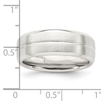 Sterling Silver 7mm Brushed Domed Grooved Fancy Band view 5