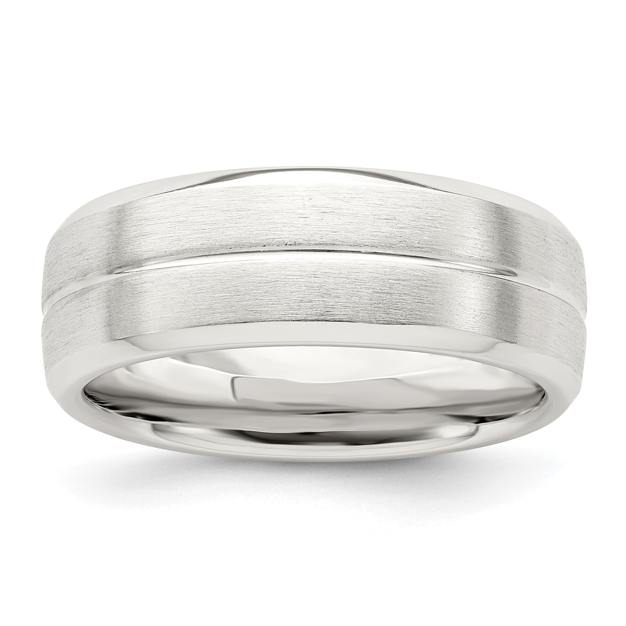 Sterling Silver 7mm Brushed Domed Grooved Fancy Band Size 12 (QWB106B-12)