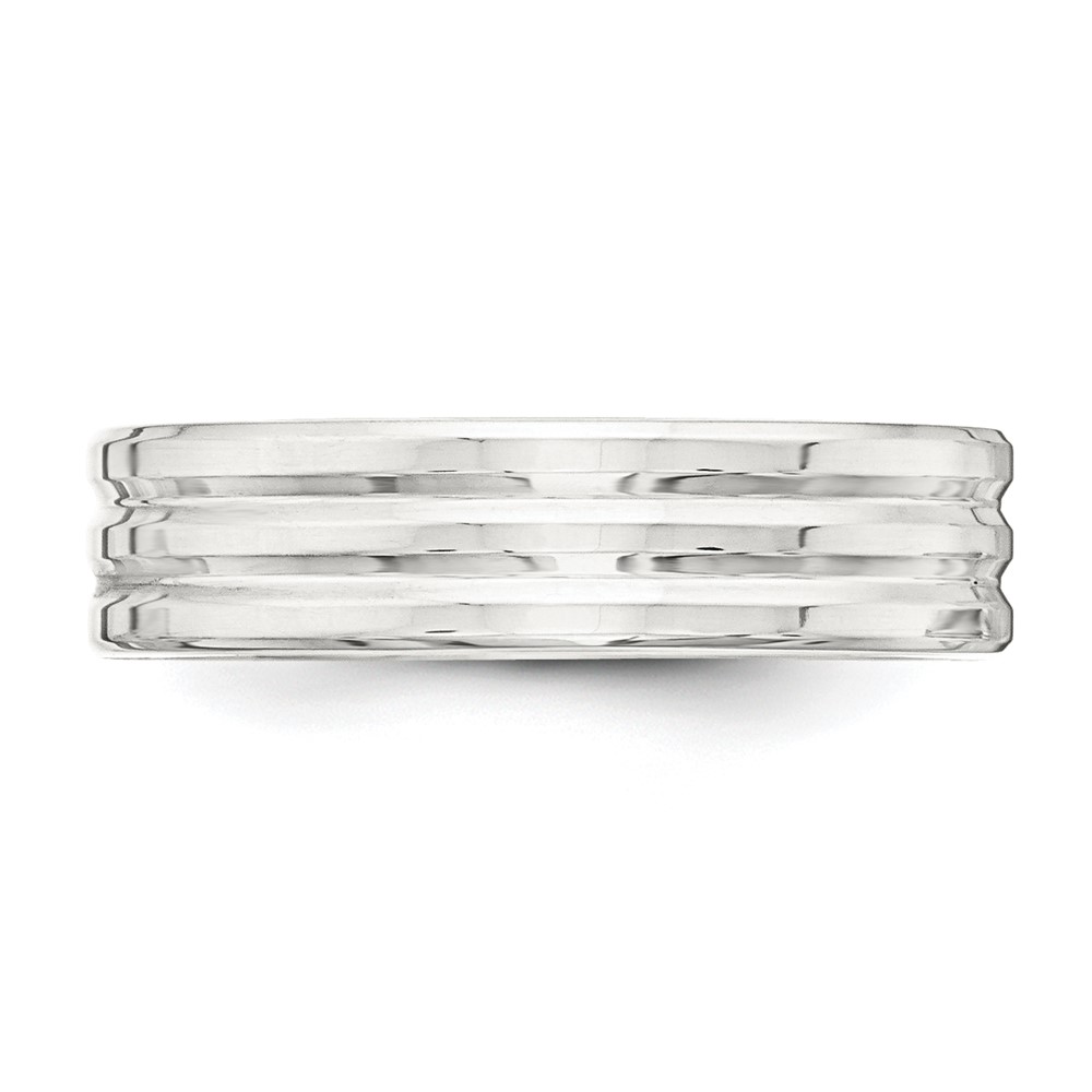 Sterling Silver 6mm Polished Flat Grooved Fancy Band Size 11.5 (QWB108-11.5)
