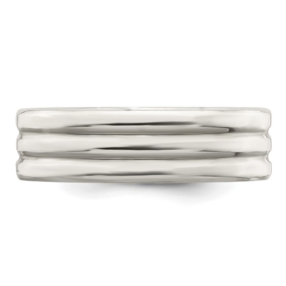 Sterling Silver 6mm Polished Flat Grooved Fancy Band Size 11.5 (QWB108-11.5)