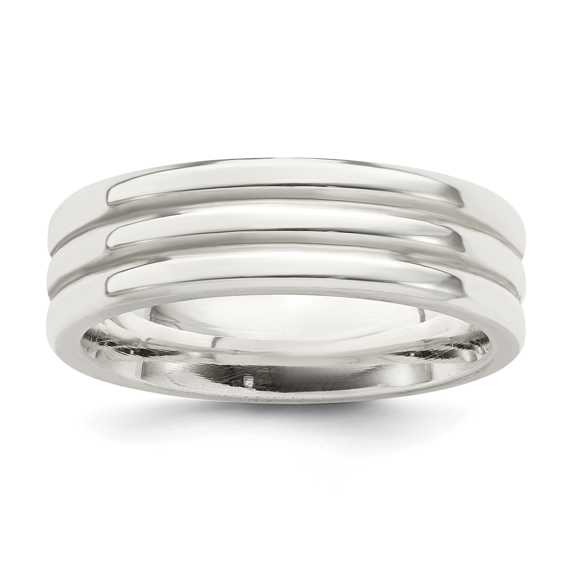 Sterling Silver 6mm Polished Flat Grooved Fancy Band Size 11.5 (QWB108-11.5)
