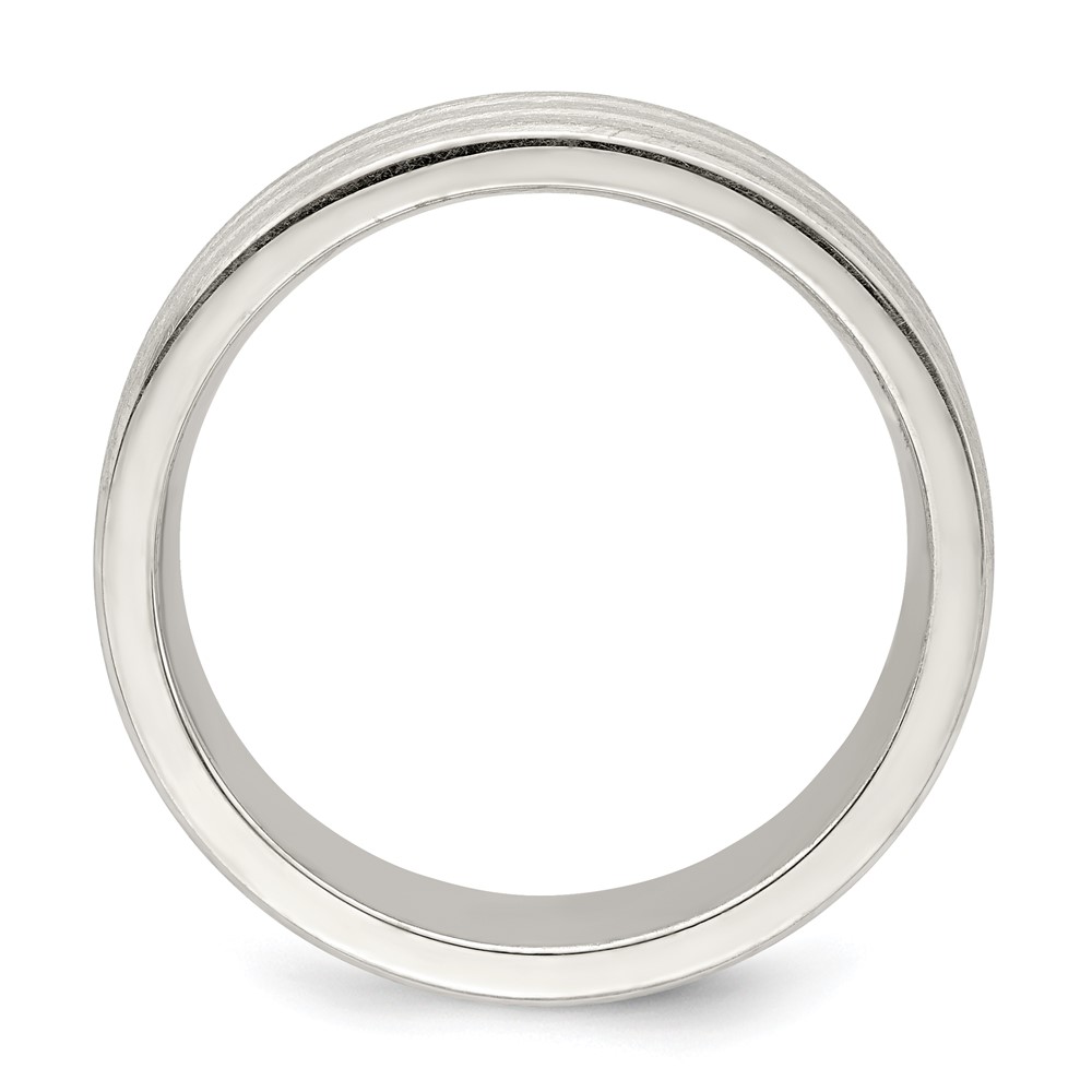 Sterling Silver 6mm Brushed Flat Grooved Fancy Band Size 11.5 (QWB108B-11.5)