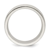 Sterling Silver 6mm Brushed Flat Grooved Fancy Band view 2