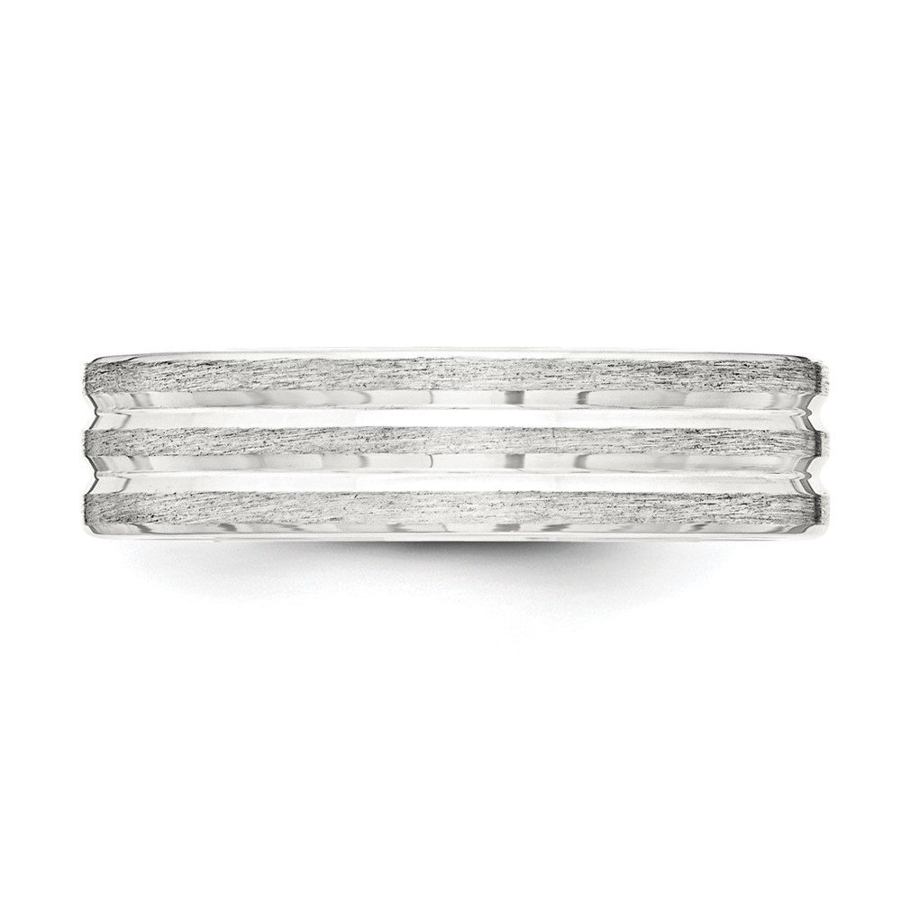 Sterling Silver 6mm Brushed Flat Grooved Fancy Band Size 11.5 (QWB108B-11.5)