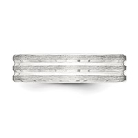 Sterling Silver 6mm Brushed Flat Grooved Fancy Band view 3