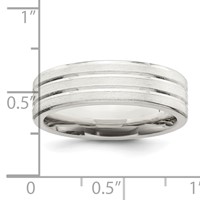 Sterling Silver 6mm Brushed Flat Grooved Fancy Band view 5