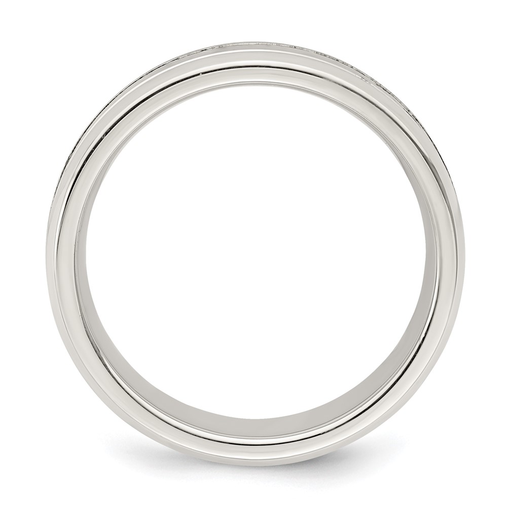 Sterling Silver 6mm Polished Flat Grooved Beveled Edge Fancy Band Size 10 (QWB109-10)