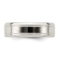 Sterling Silver 6mm Polished Flat Grooved Beveled Edge Fancy Band view 4