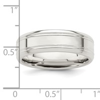 Sterling Silver 6mm Polished Flat Grooved Beveled Edge Fancy Band view 5