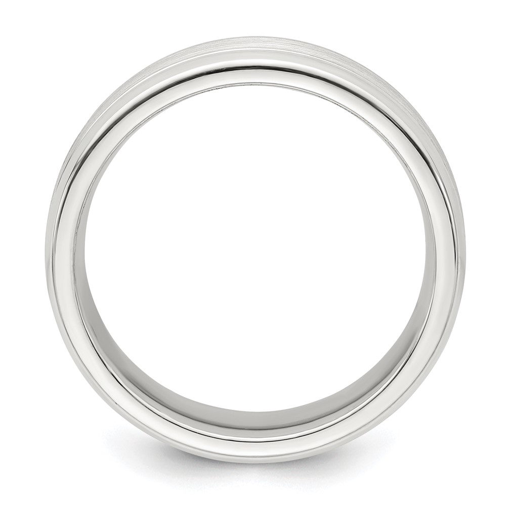 Sterling Silver 6mm Brushed Flat Grooved Beveled Edge Fancy Band Size 12 (QWB109B-12)