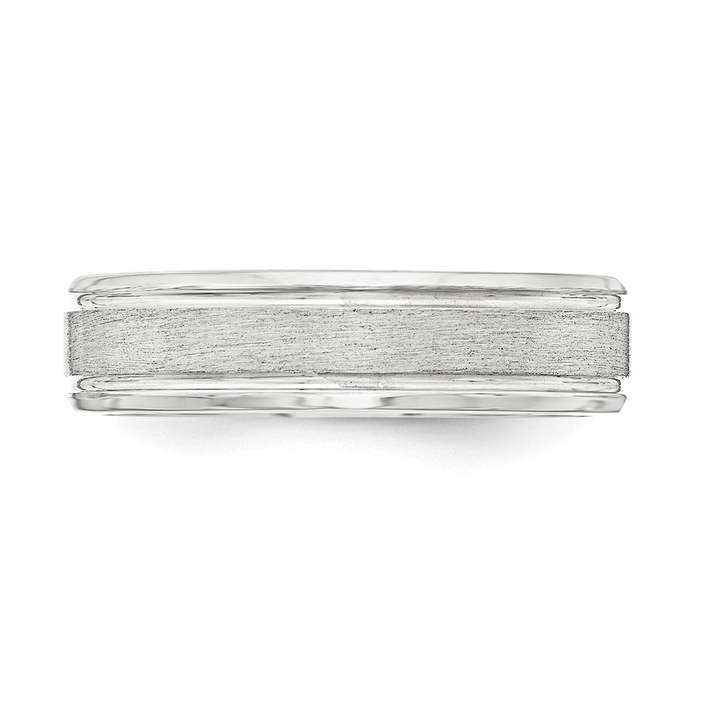 Sterling Silver 6mm Brushed Flat Grooved Beveled Edge Fancy Band Size 12 (QWB109B-12)