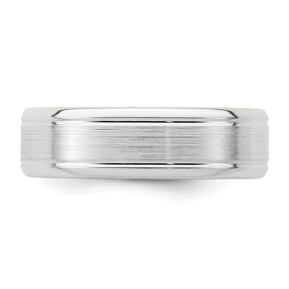 Sterling Silver 6mm Brushed Flat Grooved Beveled Edge Fancy Band Size 12 (QWB109B-12)