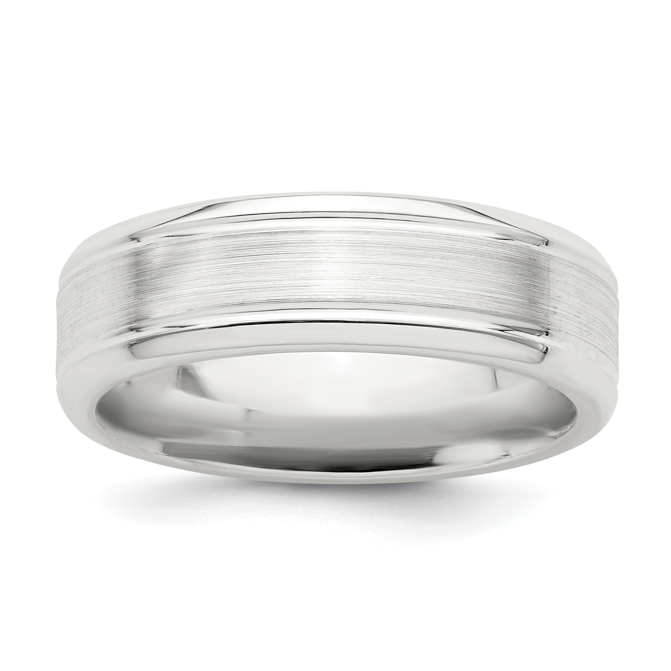Sterling Silver 6mm Brushed Flat Grooved Beveled Edge Fancy Band Size 10 (QWB109B-10)